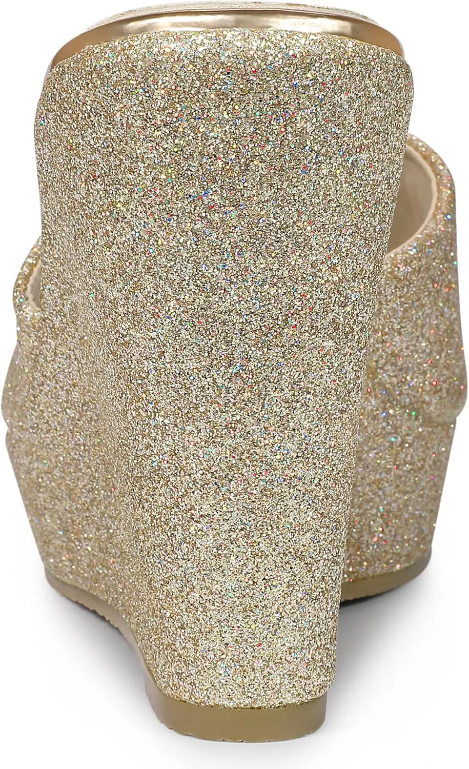 Allegra K Women's Glitter Platform Slip on Wedge Heels Sandals