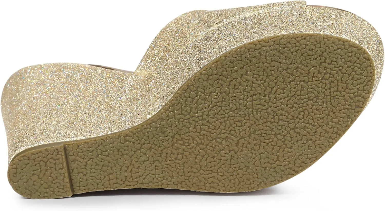 Allegra K Women's Glitter Platform Slip on Wedge Heels Sandals