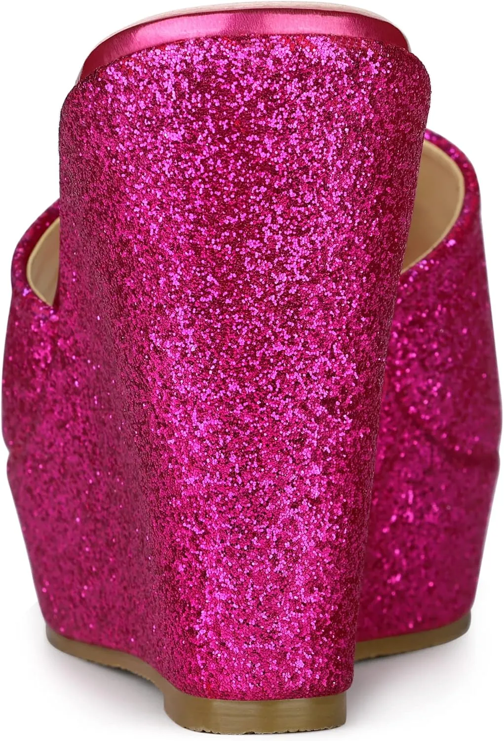 Allegra K Women's Glitter Platform Slip on Wedge Heels Sandals