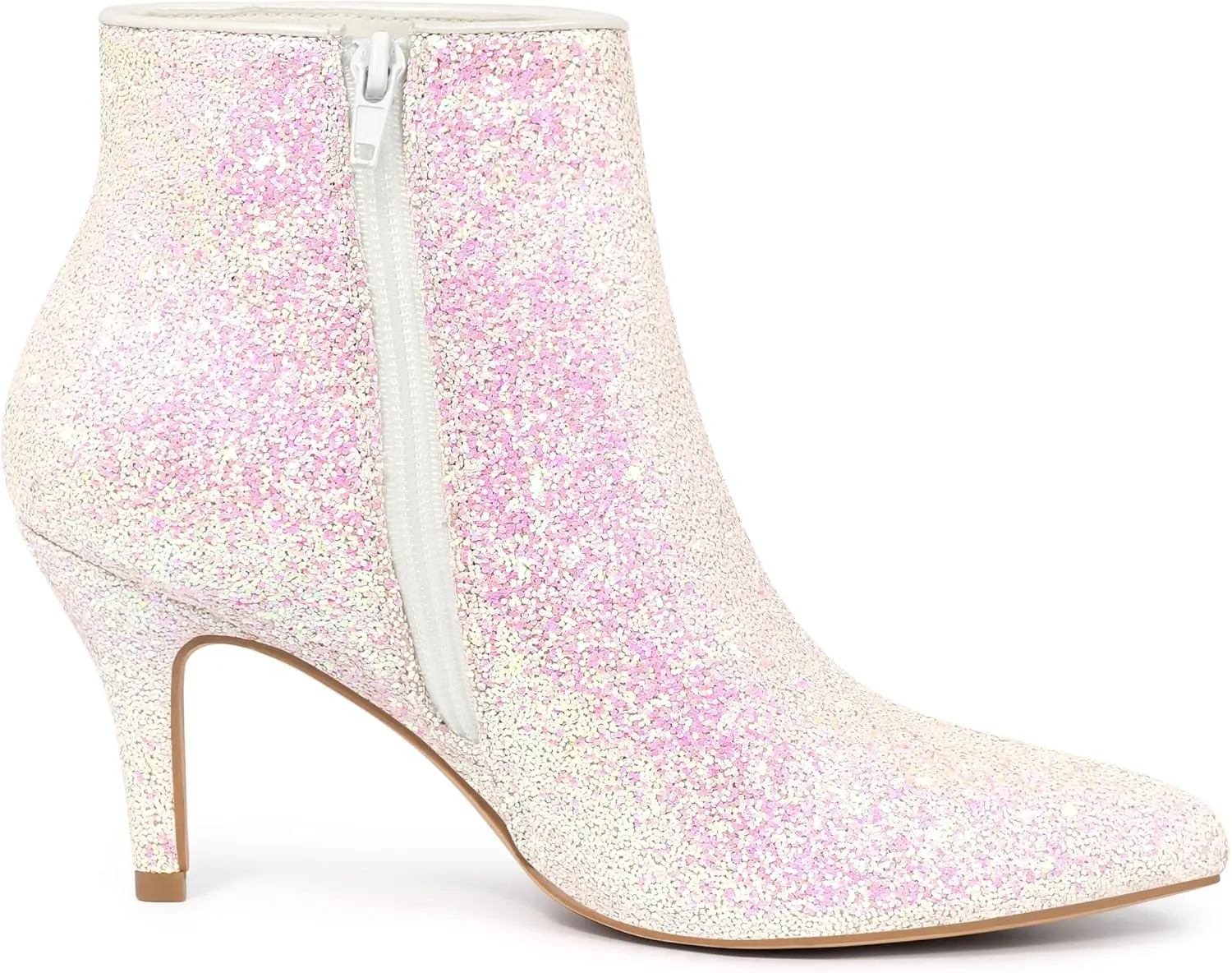 Allegra K Women's Glitter Pointed Toe Stiletto Heel Ankle Boots