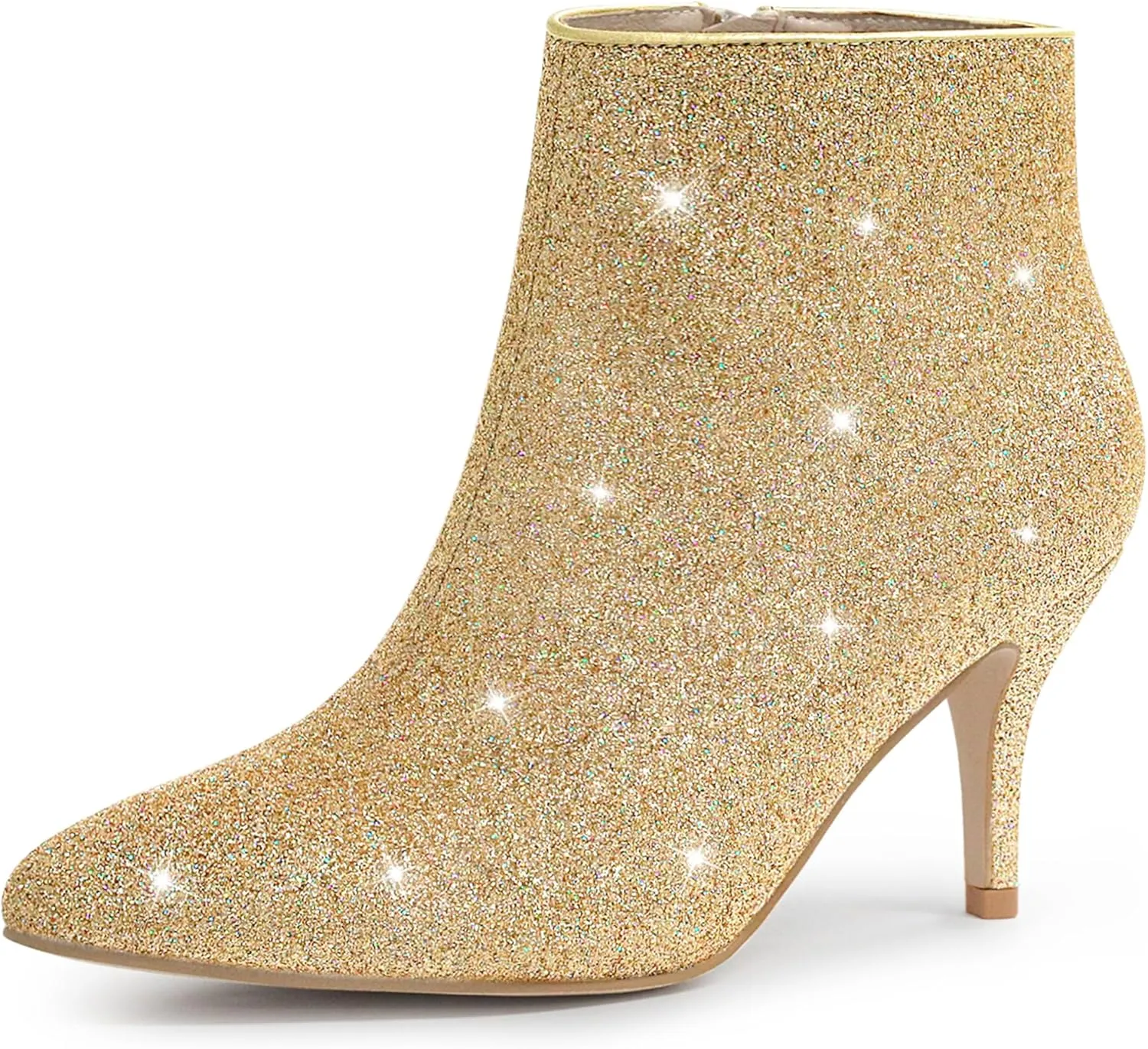 Allegra K Women's Glitter Pointed Toe Stiletto Heel Ankle Boots