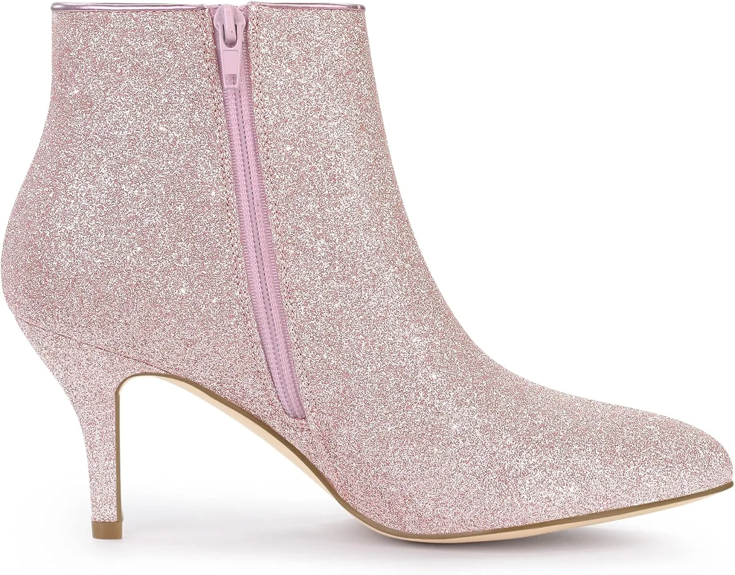 Allegra K Women's Glitter Pointed Toe Stiletto Heel Ankle Boots