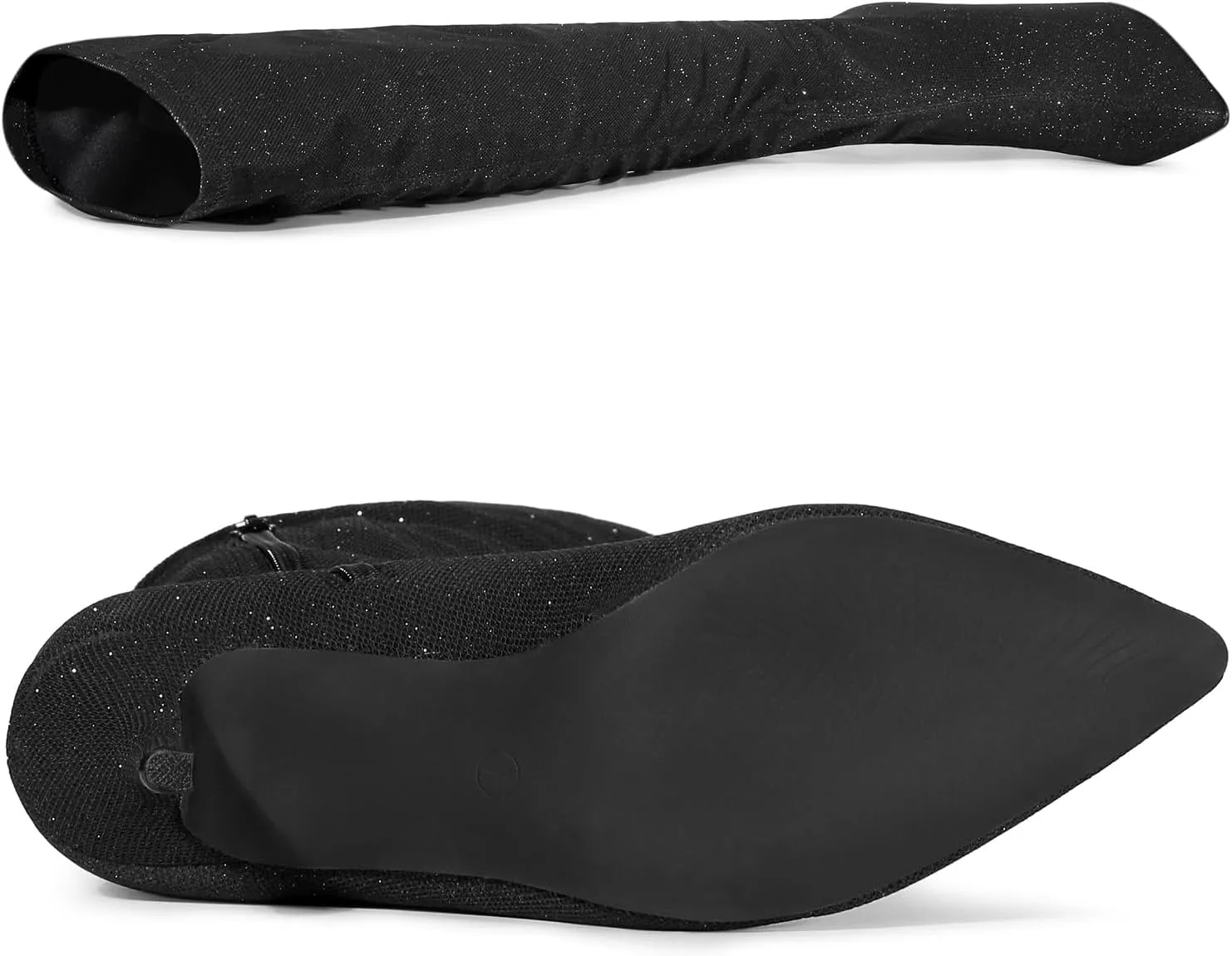 Allegra K Women's Glitter Pointed Toe Stiletto Heels Over the Knee High Boots