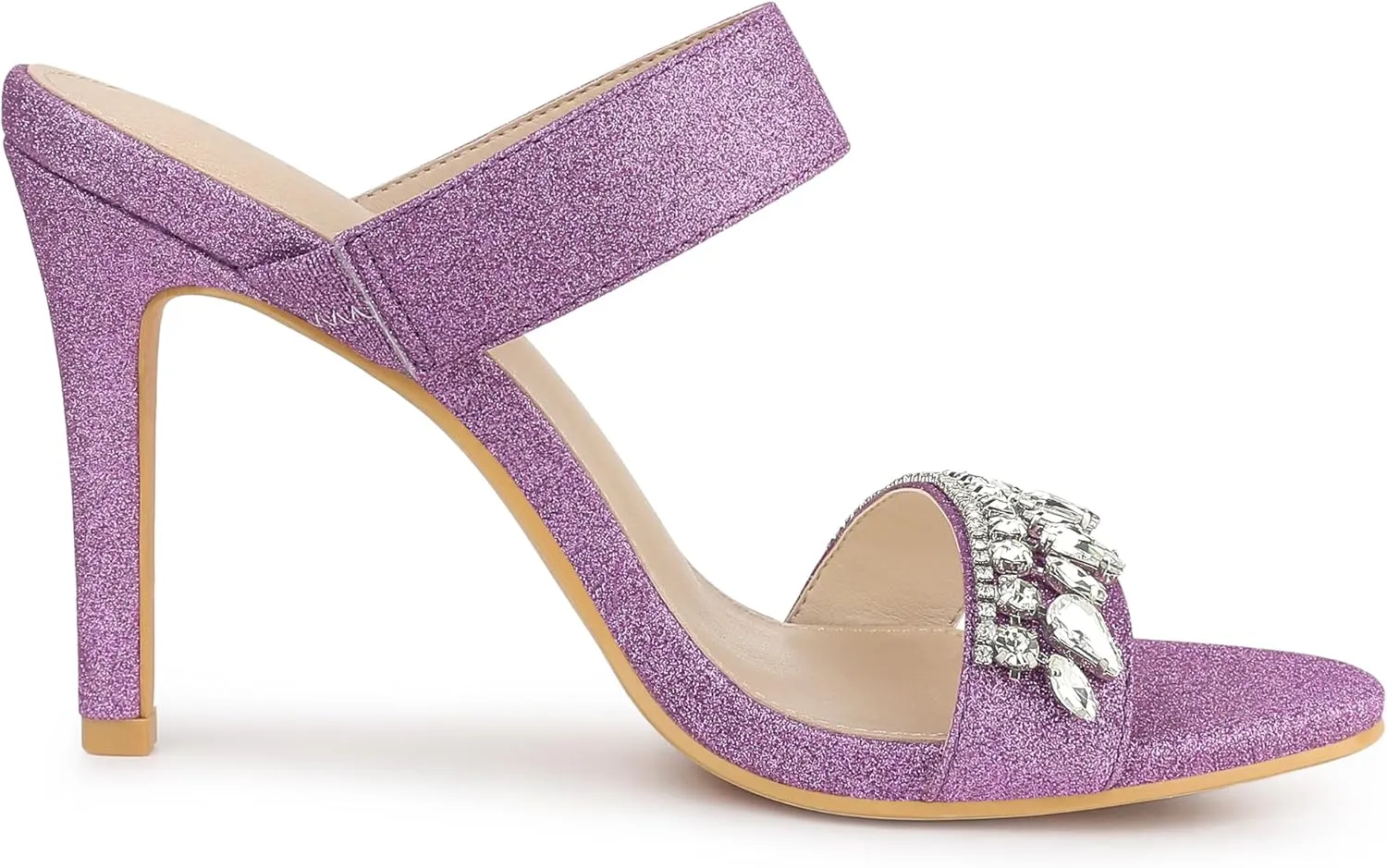 Allegra K Women's Glitter Rhinestone Stiletto Heels Sandals