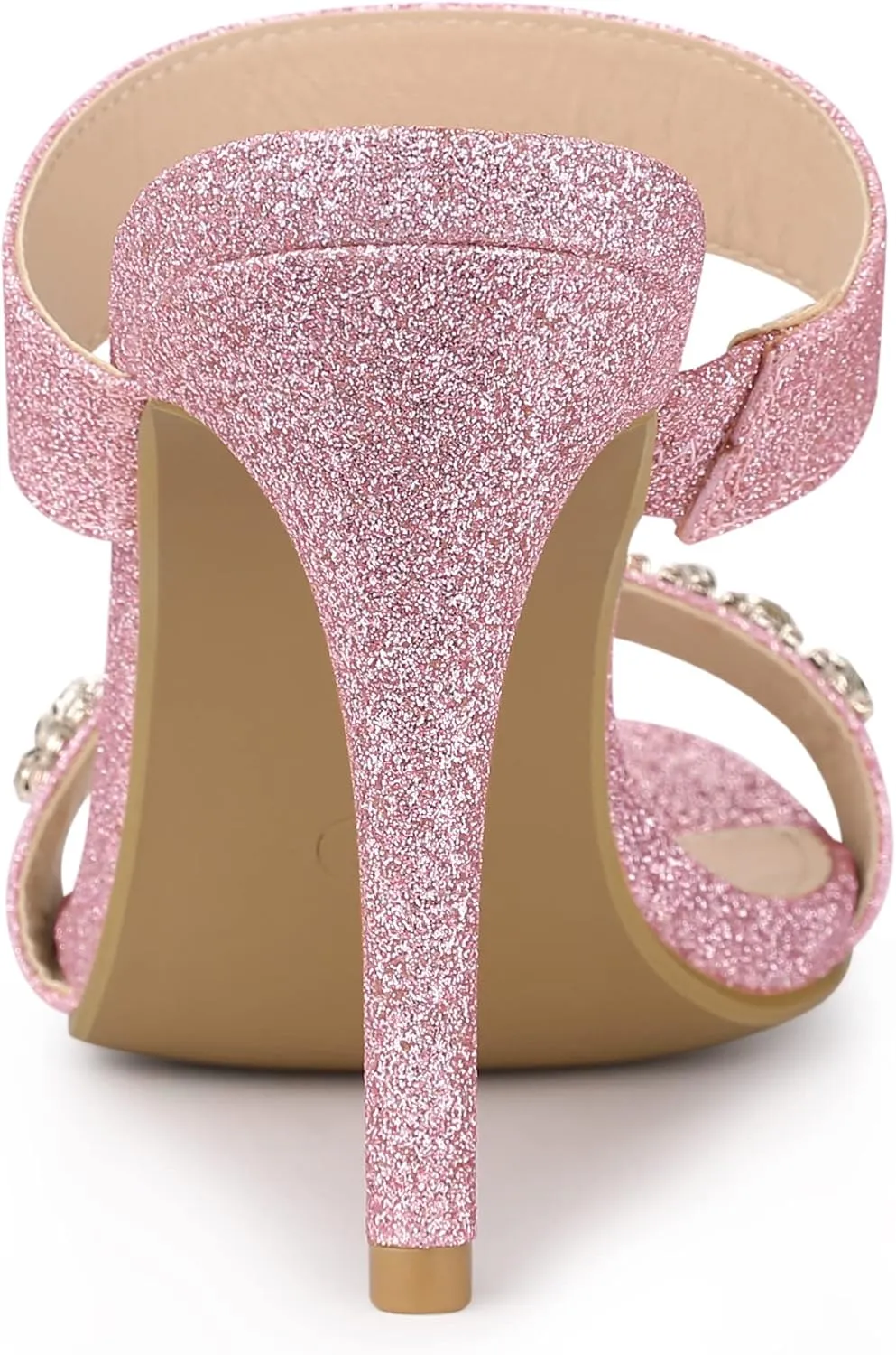 Allegra K Women's Glitter Rhinestone Stiletto Heels Sandals