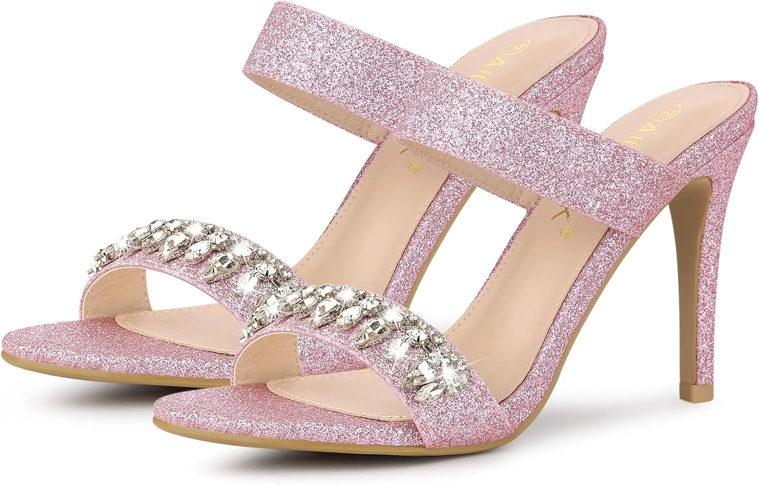 Allegra K Women's Glitter Rhinestone Stiletto Heels Sandals