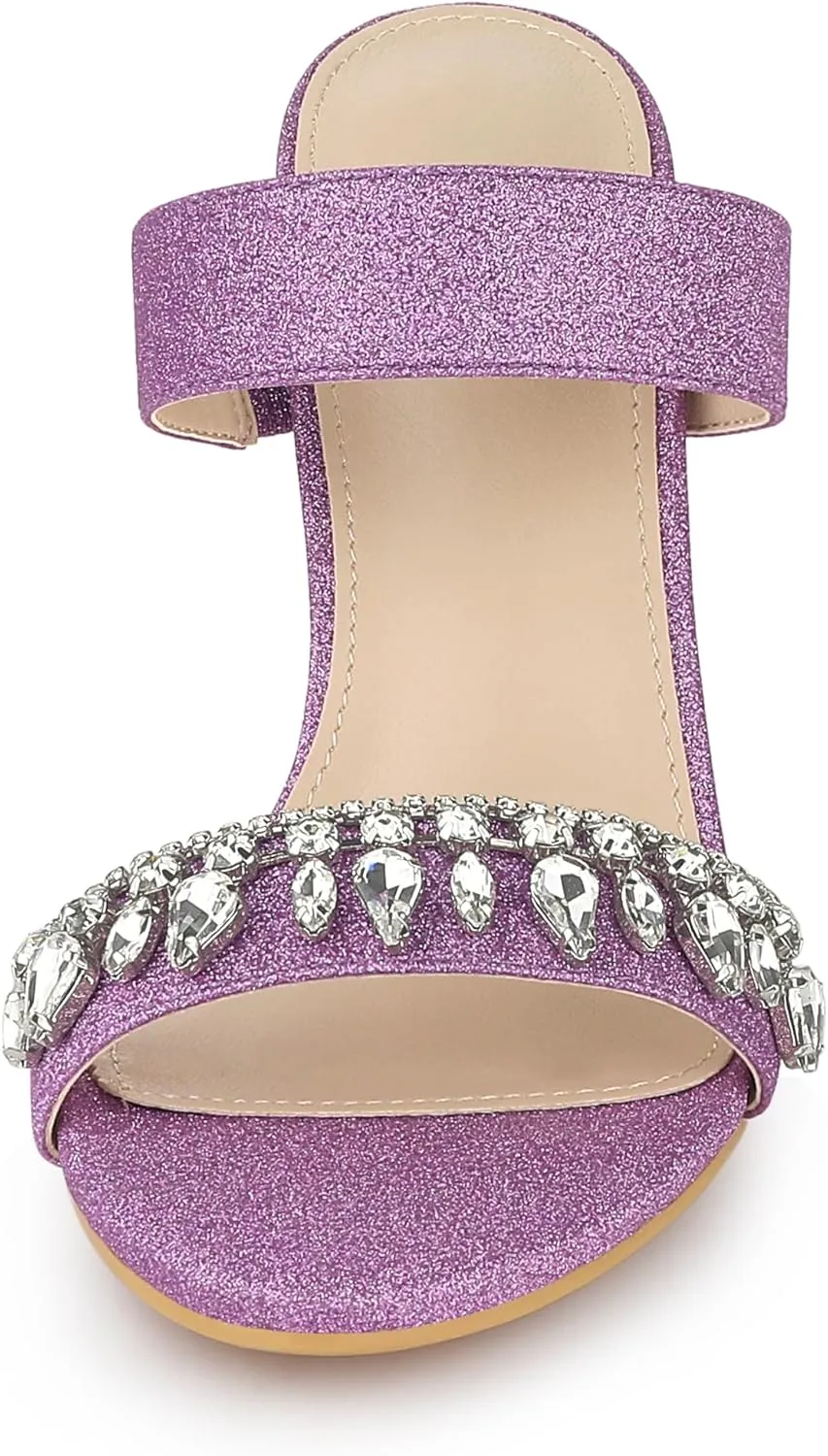 Allegra K Women's Glitter Rhinestone Stiletto Heels Sandals