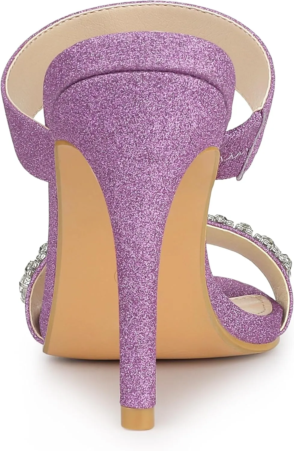 Allegra K Women's Glitter Rhinestone Stiletto Heels Sandals