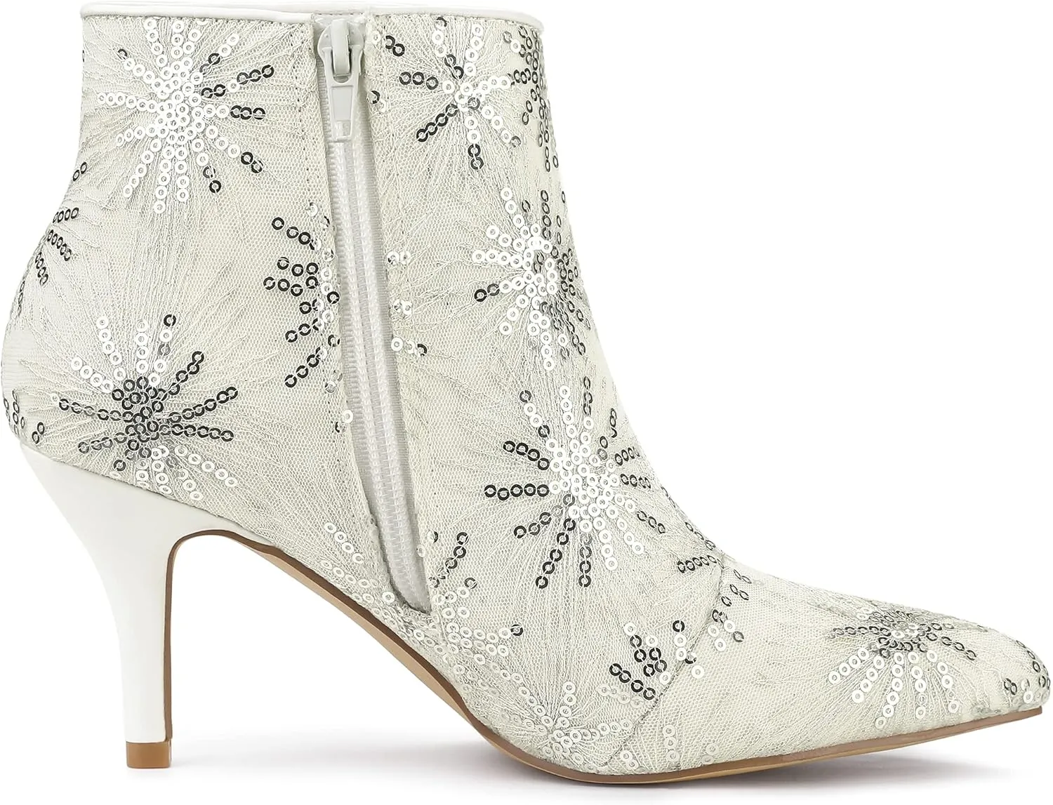 Allegra K Women's Glitter Sparkle Lace Stiletto Heels Party Sequin Ankle Boots
