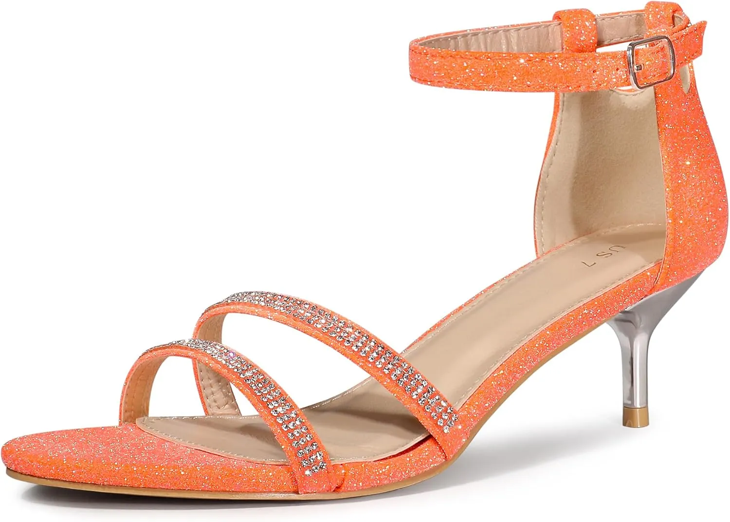 Allegra K Women's Stiletto Kitten Heels Glitter Heel Sandals