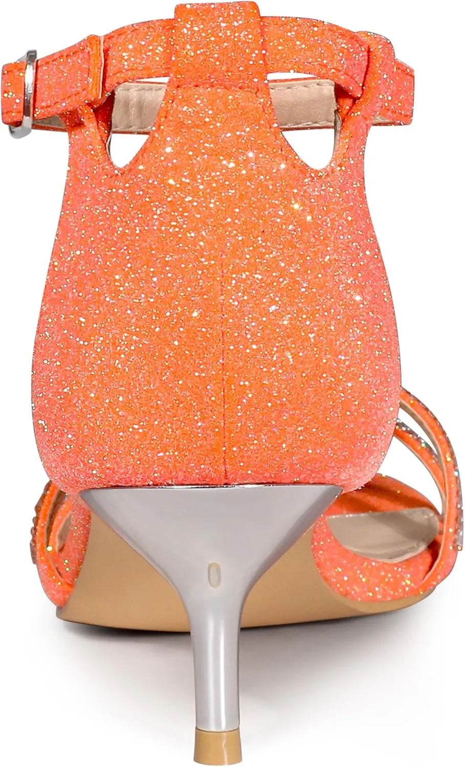 Allegra K Women's Stiletto Kitten Heels Glitter Heel Sandals