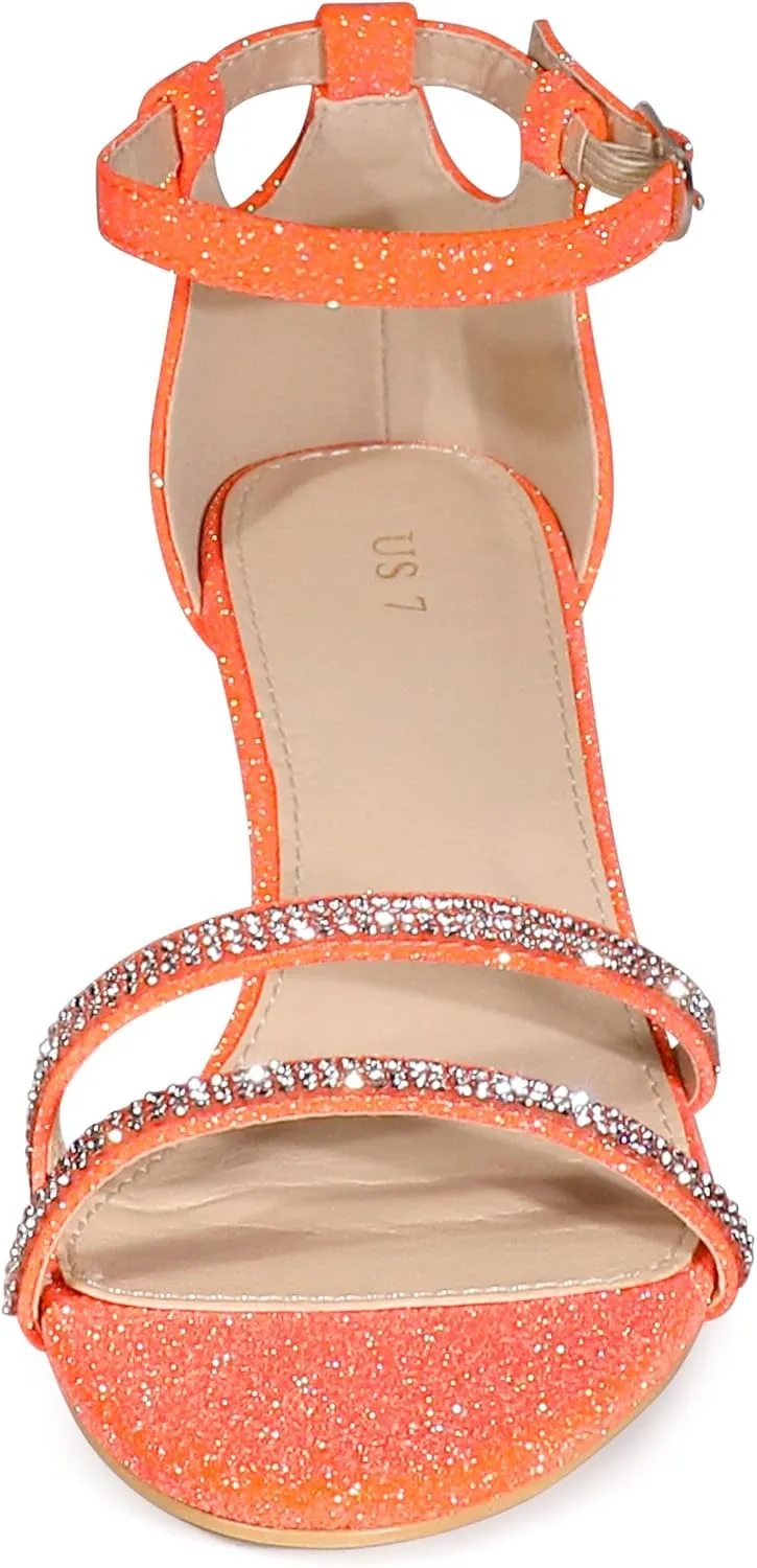 Allegra K Women's Stiletto Kitten Heels Glitter Heel Sandals