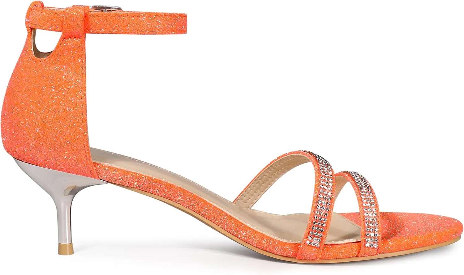 Allegra K Women's Stiletto Kitten Heels Glitter Heel Sandals