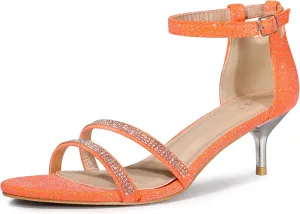 Allegra K Women's Stiletto Kitten Heels Glitter Heel Sandals