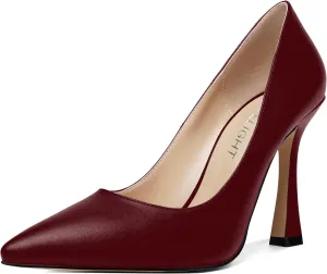 AMBELIGHT Womens Solid Dress Slip On Matte Elegant Pointed Toe Stiletto High Heel Pumps Shoes 4 Inch
