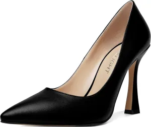 AMBELIGHT Womens Solid Dress Slip On Matte Elegant Pointed Toe Stiletto High Heel Pumps Shoes 4 Inch
