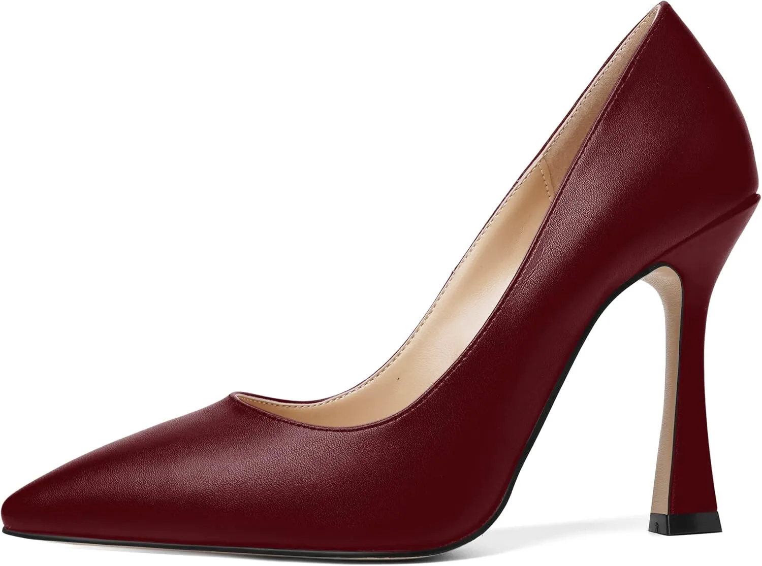 AMBELIGHT Womens Solid Dress Slip On Matte Elegant Pointed Toe Stiletto High Heel Pumps Shoes 4 Inch