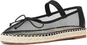 AMINUGAL Mesh Ballet Flats Shoes for Women Round Toe Platform Mary Janes Elastic Espadrilles White Mesh Shoe Woman Dressy Comfortable Ballerina