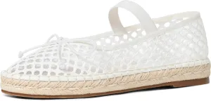 AMINUGAL Mesh Ballet Flats Shoes for Women Round Toe Platform Mary Janes Elastic Espadrilles White Mesh Shoe Woman Dressy Comfortable Ballerina