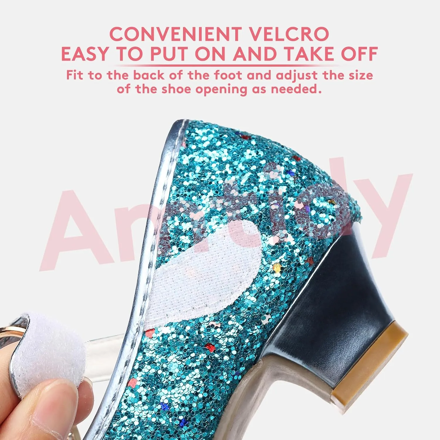 Amtidy Girls Dress Shoes Mary Jane Wedding Party Shoes Glitter Bridesmaids Princess Heels
