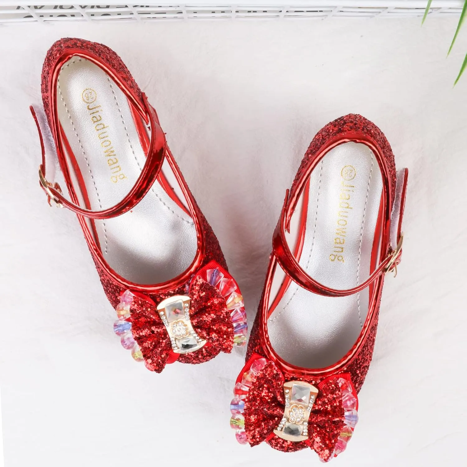 Amtidy Girls Dress Shoes Mary Jane Wedding Party Shoes Glitter Bridesmaids Princess Heels