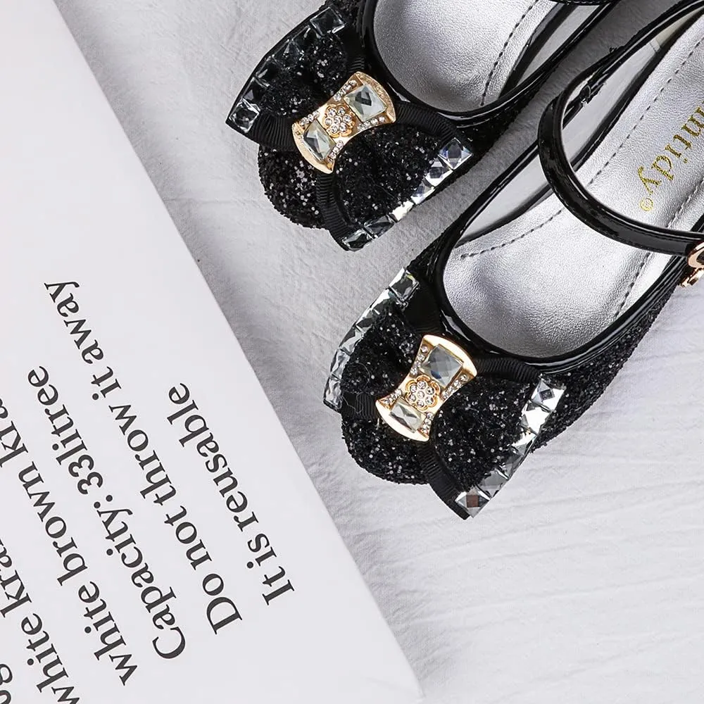 Amtidy Girls Dress Shoes Mary Jane Wedding Party Shoes Glitter Bridesmaids Princess Heels