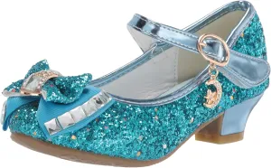 Amtidy Girls Dress Shoes Mary Jane Wedding Party Shoes Glitter Bridesmaids Princess Heels