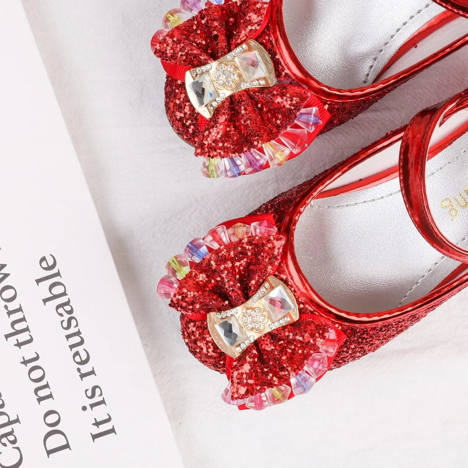 Amtidy Girls Dress Shoes Mary Jane Wedding Party Shoes Glitter Bridesmaids Princess Heels