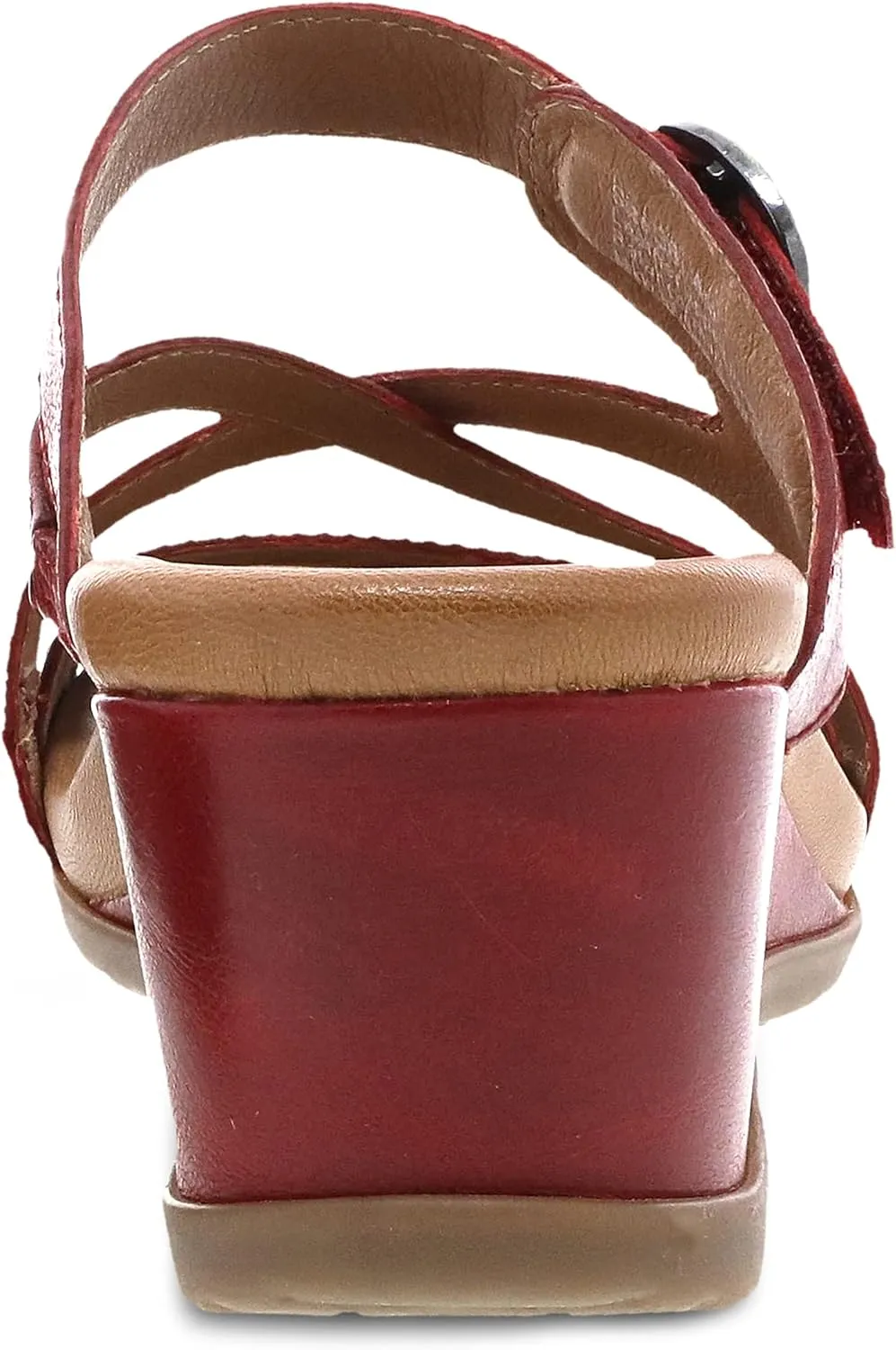 Ana Wedge Sandal for Women – Cushioned, Contoured Footbed for All-Day Comfort and Support – Adjustable Hook & Loop Strap with Buckle Detail – Lightweight Rubber Outsole
