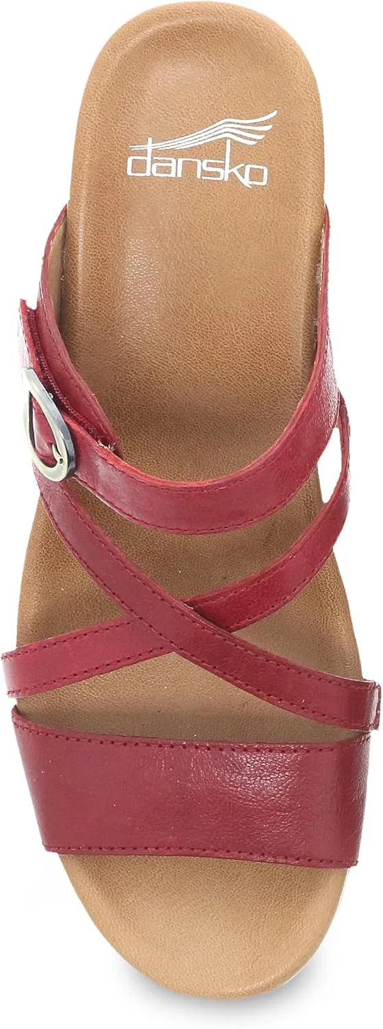 Ana Wedge Sandal for Women – Cushioned, Contoured Footbed for All-Day Comfort and Support – Adjustable Hook & Loop Strap with Buckle Detail – Lightweight Rubber Outsole