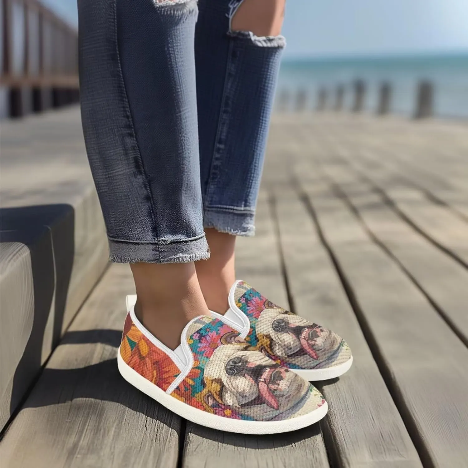 Animal Print Running Shoes | Flats for Women | Tennis Shoes | Slip Resistant Work Shoes