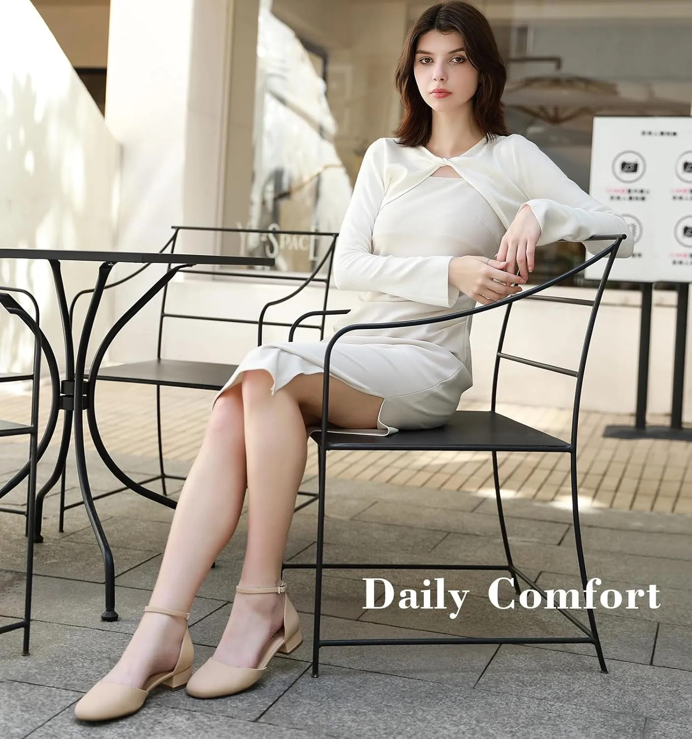 Ankis Closed Toe Heels for Women, Black Nude White Gold Silver 1 Inch Women's Flats Low Block Heel Women Dress Shoes Womens Pumps Work Shoes with Ankle Strap for Spring Fall