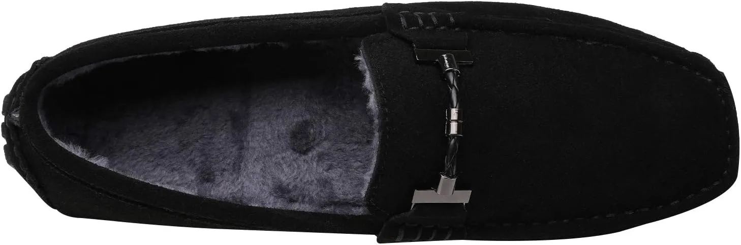 ANUFER Mens Elegant Buckle Loafers Comfort Suede Driving Shoes Stylish Moccasin Slippers