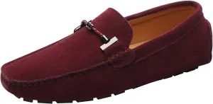 ANUFER Mens Elegant Buckle Loafers Comfort Suede Driving Shoes Stylish Moccasin Slippers