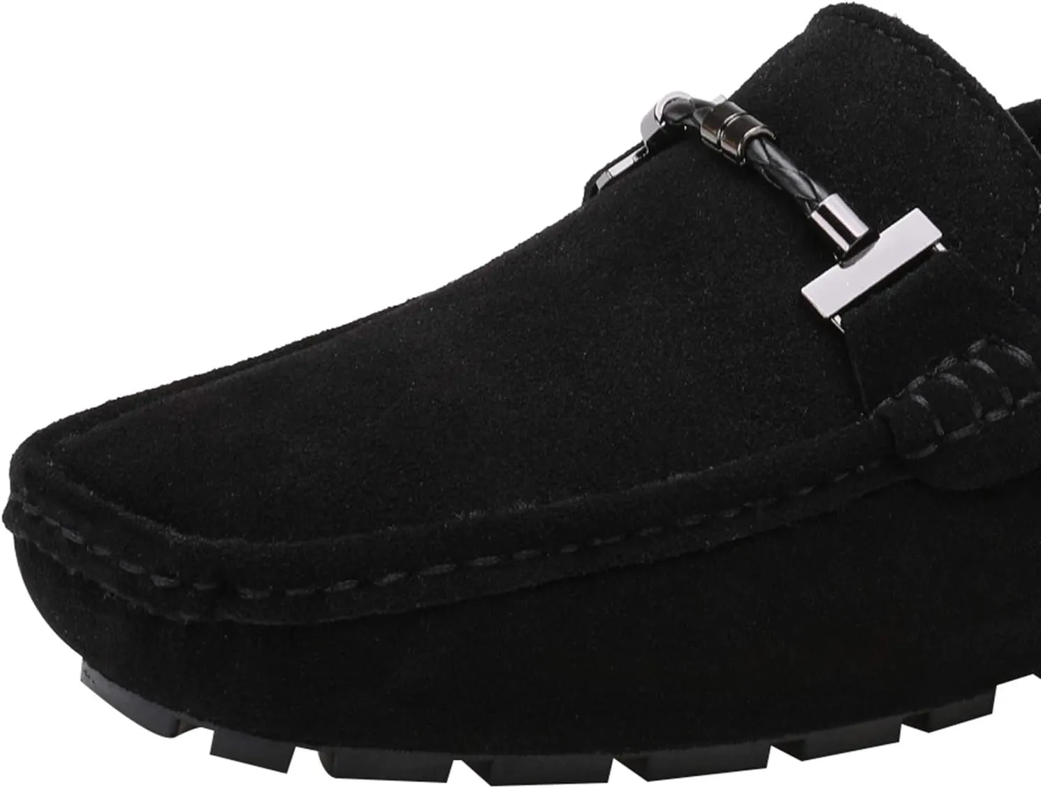 ANUFER Mens Elegant Buckle Loafers Comfort Suede Driving Shoes Stylish Moccasin Slippers