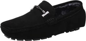 ANUFER Mens Elegant Buckle Loafers Comfort Suede Driving Shoes Stylish Moccasin Slippers