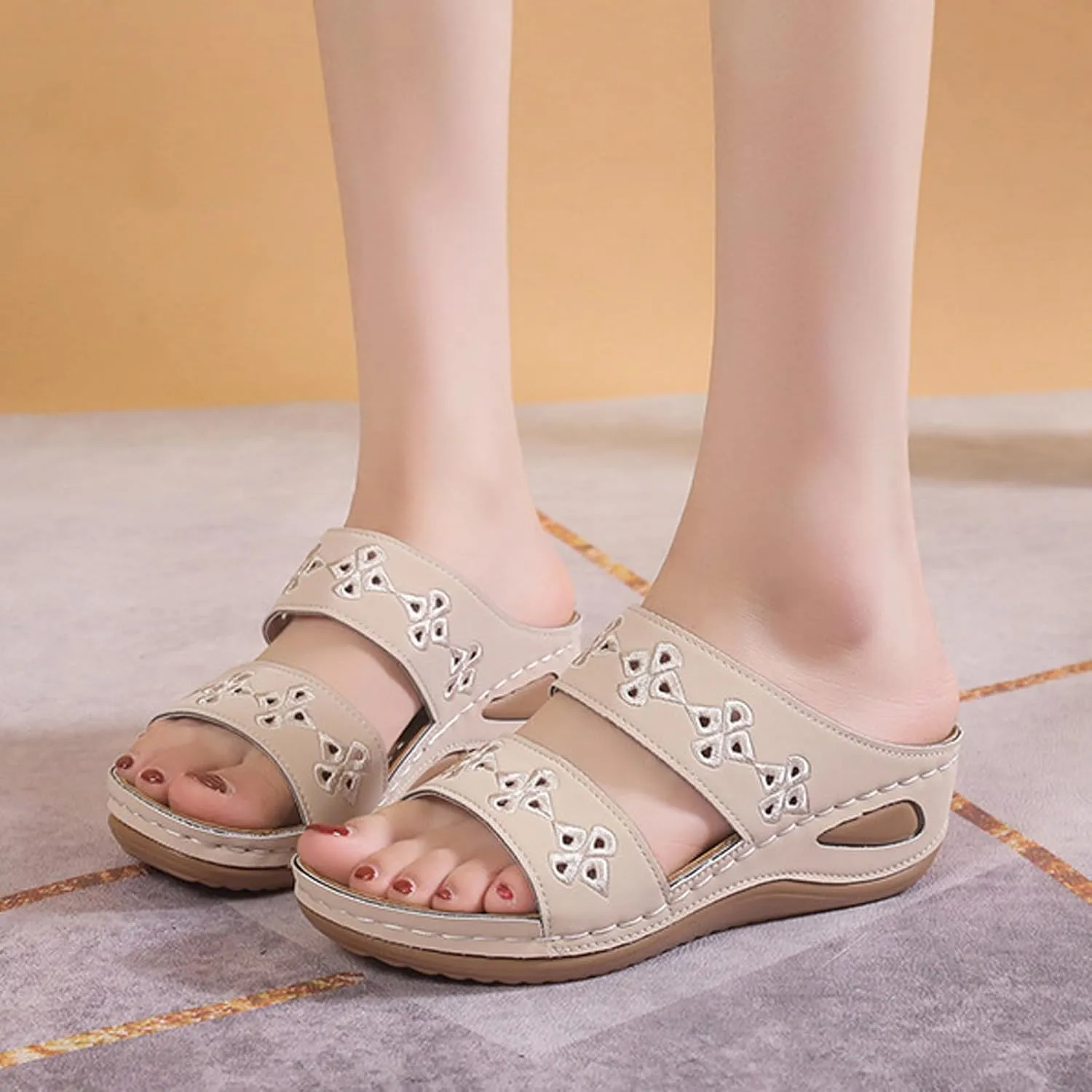 Arch Support Sandals for Women Comfort Wedge Shoes Summer Wedges Slides Orthotic Walking Sandal 2025 New