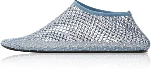 Arqa Crystals Mesh Flats for Women Rhinestone-Embellished Fishnet Sock Ballet Flat Shoes Comfort Casual Ballerina Shoes