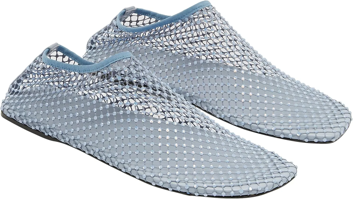 Arqa Crystals Mesh Flats for Women Rhinestone-Embellished Fishnet Sock Ballet Flat Shoes Comfort Casual Ballerina Shoes