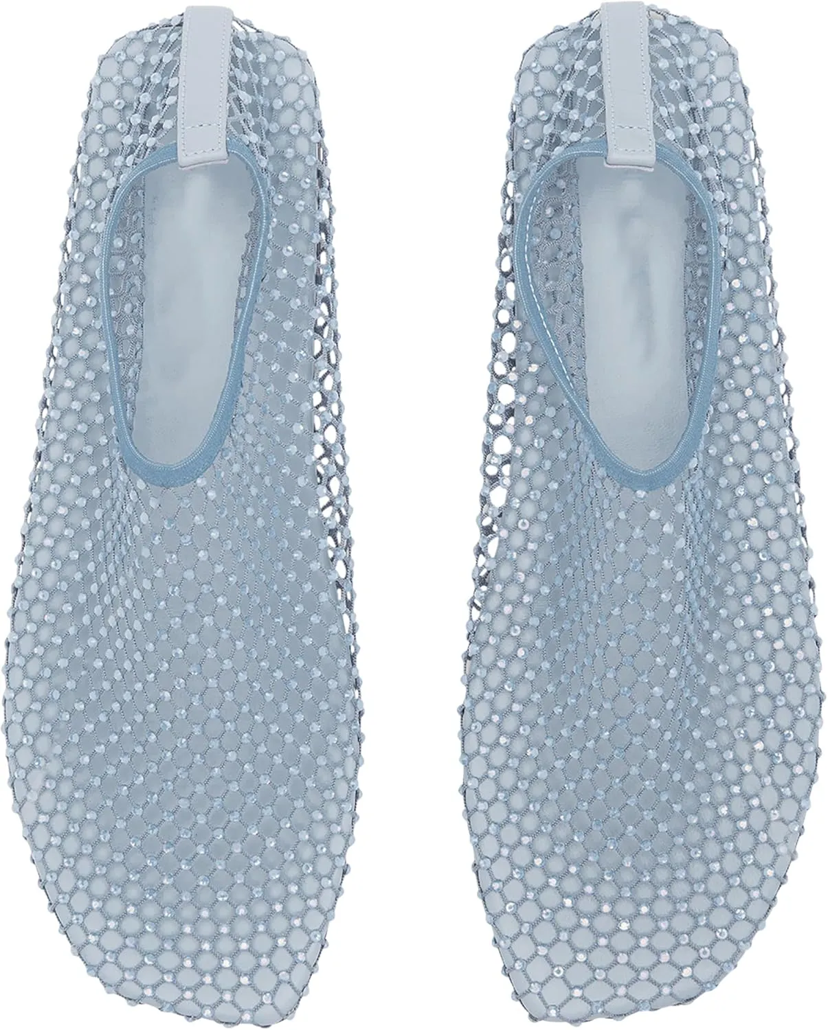 Arqa Crystals Mesh Flats for Women Rhinestone-Embellished Fishnet Sock Ballet Flat Shoes Comfort Casual Ballerina Shoes