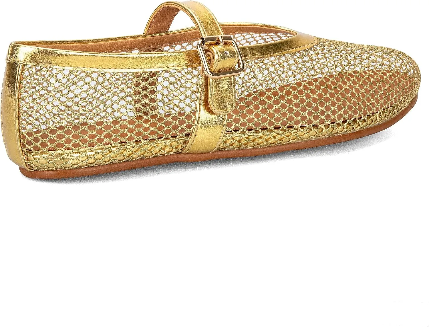 Arqa Women's Rhinestone Ballet Flats Sparkly Crystals Ballerina Shoes Buckled Straps Mesh Mary Jane Flat Casual Low Heels