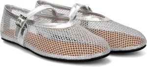 Arqa Women's Rhinestone Ballet Flats Sparkly Crystals Ballerina Shoes Buckled Straps Mesh Mary Jane Flat Casual Low Heels