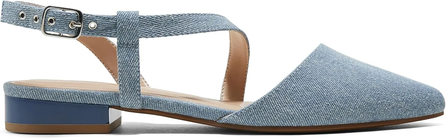 Arromic Slingback Flats for Women Pointed Toe Flat Shoe Comfortable Leather Casual Fashion Dress Work Office Shoes