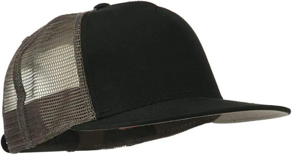 Ashen Fane 5 Panel Flat Visor Mesh Back Trucker Snapback Hat