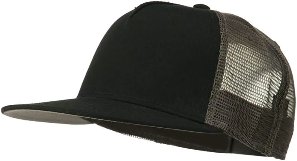 Ashen Fane 5 Panel Flat Visor Mesh Back Trucker Snapback Hat