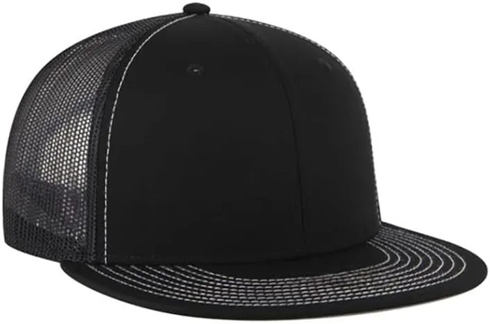 Ashen Fane 6 Panel Mid Profile Mesh Back Structured Trucker Adjustable Snapback Hat