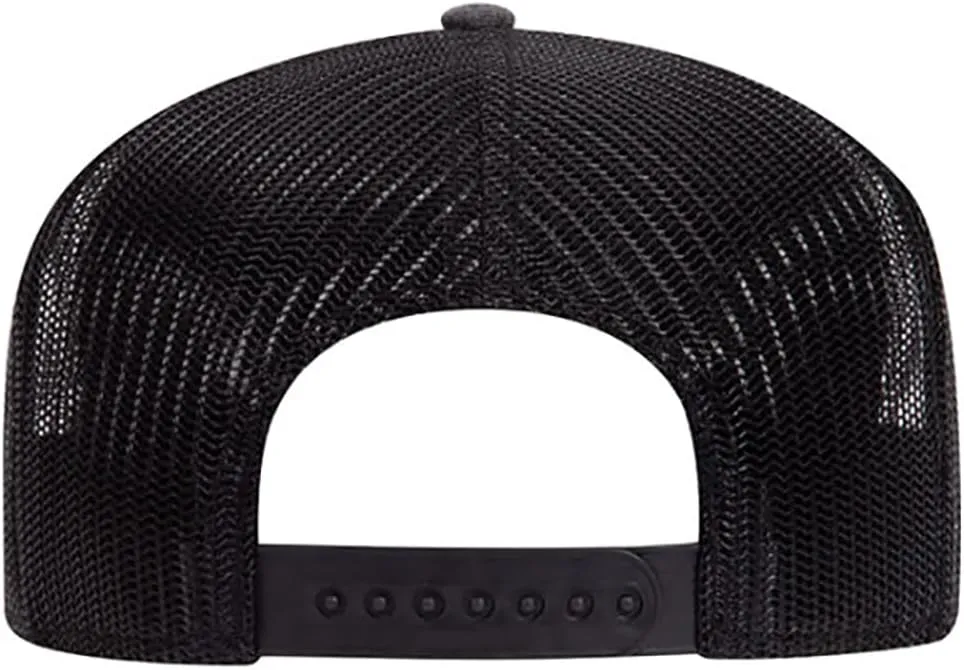 Ashen Fane 6 Panel Mid Profile Mesh Back Structured Trucker Adjustable Snapback Hat