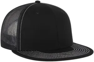 Ashen Fane 6 Panel Mid Profile Mesh Back Structured Trucker Adjustable Snapback Hat