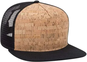 Ashen Fane Cork Flat Visor 5 Panel Snapback Mesh Back Trucker Hat