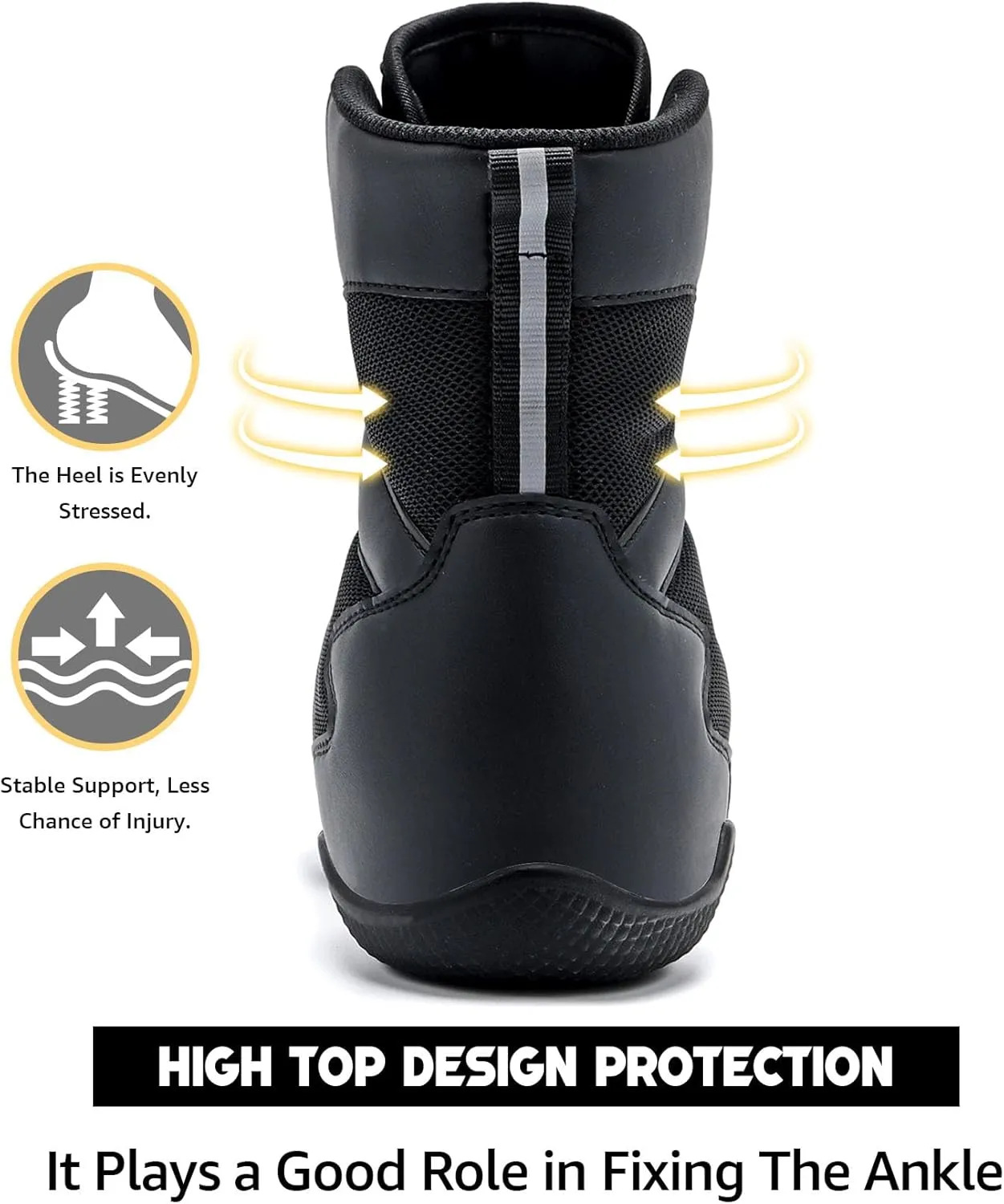 ASHION Men Wrestling Shoes Boxing Shoes High Top Fitness Sneakers Zero Drop Sole